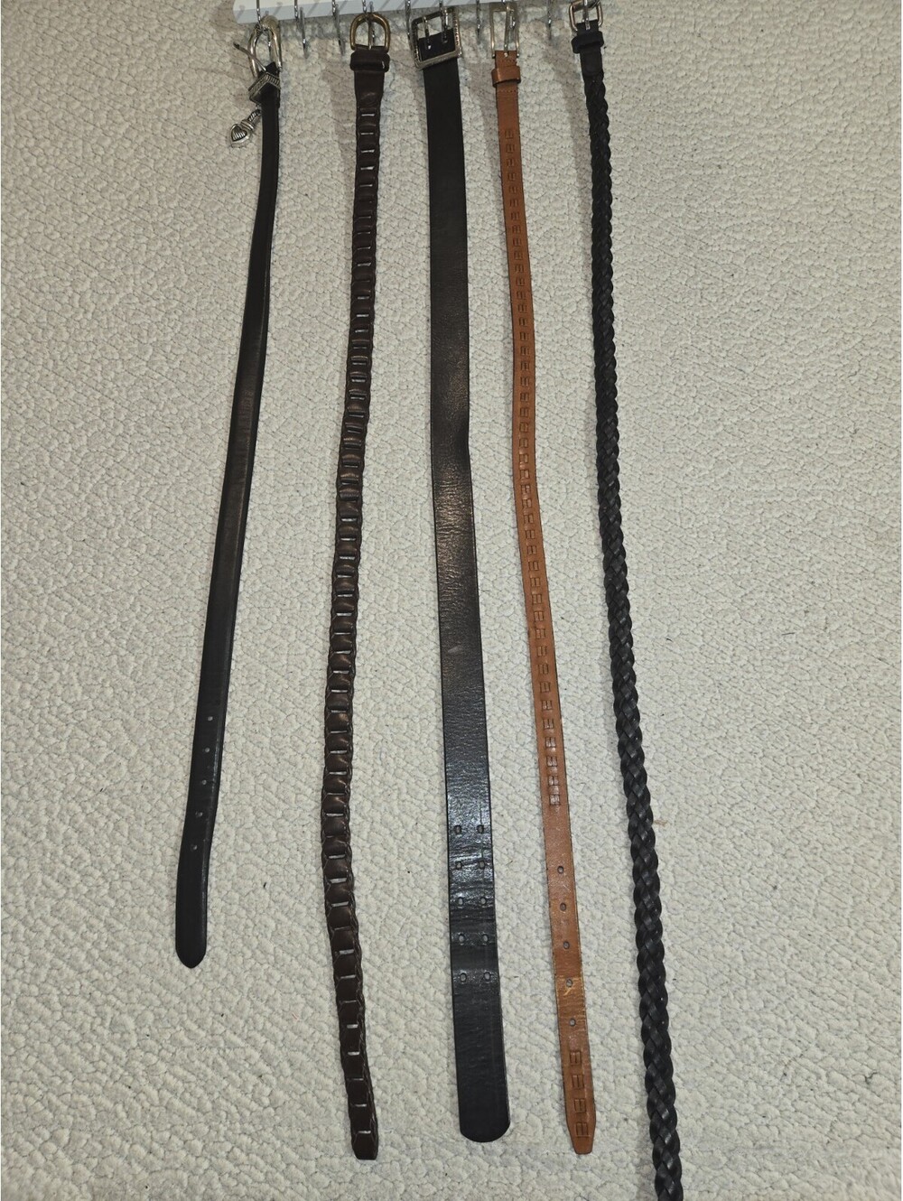 Group Of 5 All Leather Womens Belts